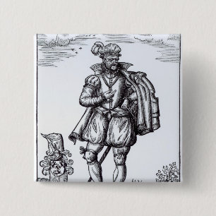 A Tudor Gentleman 15 Cm Square Badge