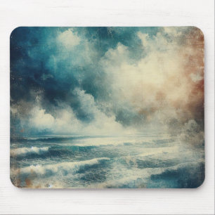 A Turbulent Ocean Scene Old Photograph Mouse Mat