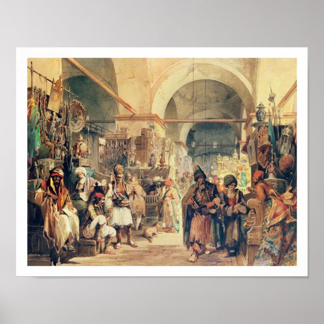 A Turkish Bazaar, 1854 (pencil & w/c on paper) Poster (Front)