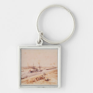 A Turkish Paddle Steamer Going Up the Suez Canal Key Ring