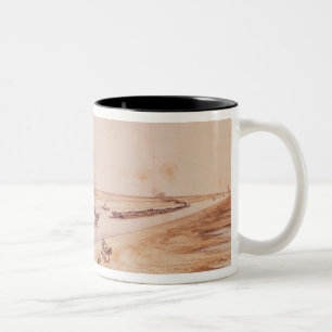 A Turkish Paddle Steamer Going Up the Suez Canal Two-Tone Coffee Mug