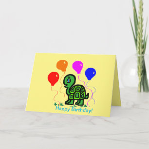 A Turtle and Balloons Folded Greeting Card