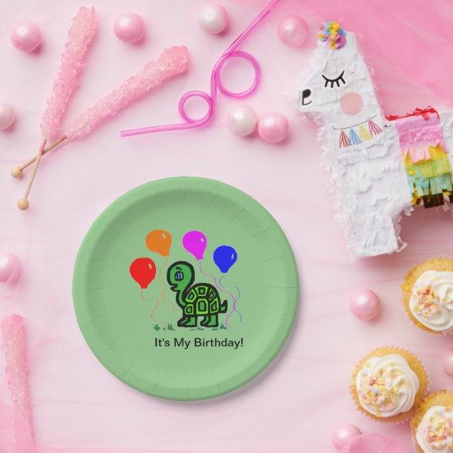 A Turtle and Balloons Paper Plate (Party)