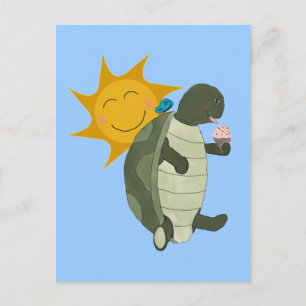 A Turtle Eating Ice Cream Postcard