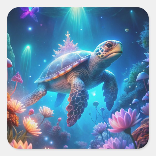 A Turtle Square Sticker (Front)