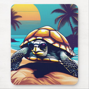 A Turtle Wearing Sunglasses Mouse Mat