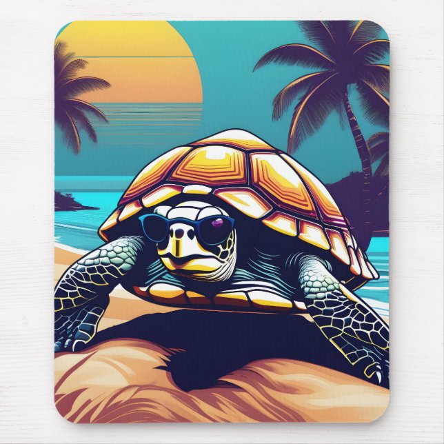 A Turtle Wearing Sunglasses Mouse Mat (Front)