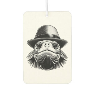 A turtle with a hat, a classic look car air freshener
