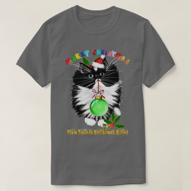 A Tuxedo Kitten Christmas  T-Shirt (Design Front)