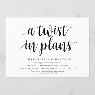 A twist in plans, Wedding Change the date Invitation