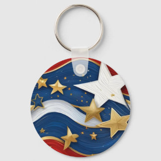 A Twist on the American Flag Classic Playing Cards Key Ring