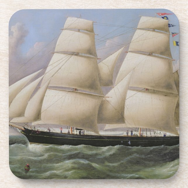 A Two Masted Schooner off Dover (oil on canvas) Coaster (Front)