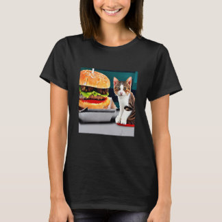 A Two Paw Feast Adorable Kitten Cat Kitty Burger D T-Shirt