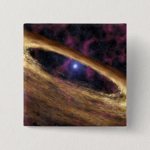 A type of dead star called a pulsar 15 cm square badge