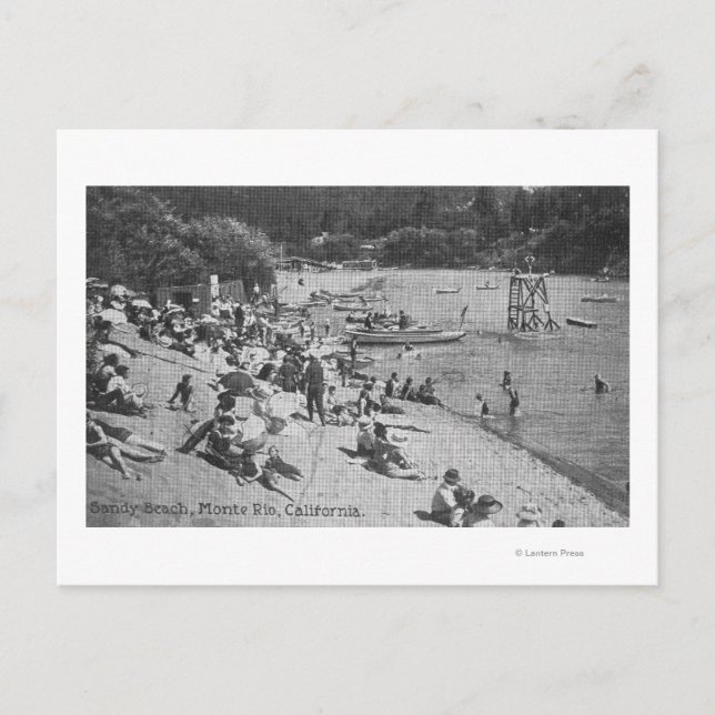 A Typical Day at Sandy Beach Monte Rio, CA Postcard (Front)