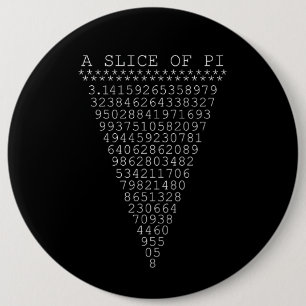 A Typographic Slice of Pi 6 Cm Round Badge