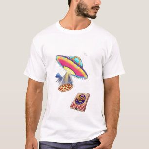 A UFO delivering pizza. T-Shirt
