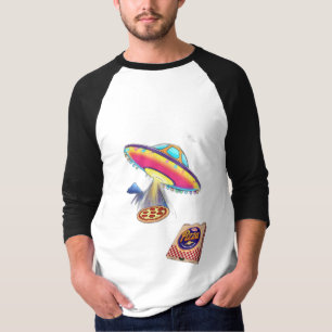 A UFO delivering pizza. T-Shirt