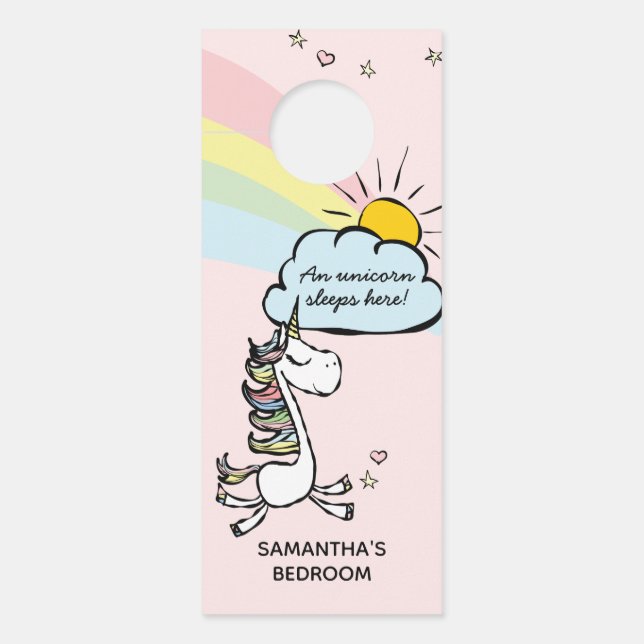 A Unicorn Sleeps Here Door Hanger (Front)