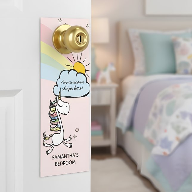 A Unicorn Sleeps Here Door Hanger (Let everyone know that a magic unicorn sleeps here!)