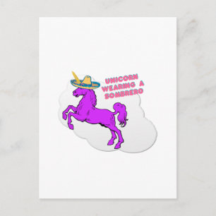 A unicorn wearing a sombrero postcard