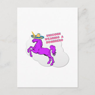 A unicorn wearing a sombrero postcard