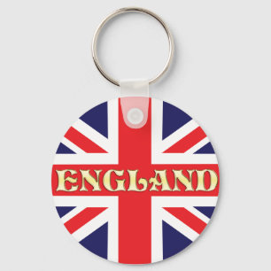 A Union Jack flag with England across it Key Ring