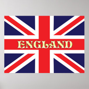 A Union Jack flag with England across it Poster