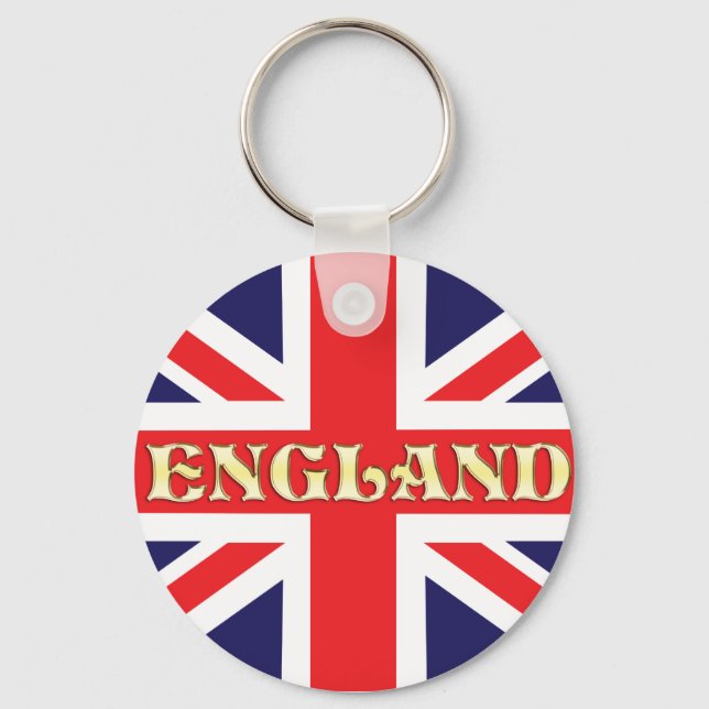 A Union Jack flag with England written ac Key Ring (Front)