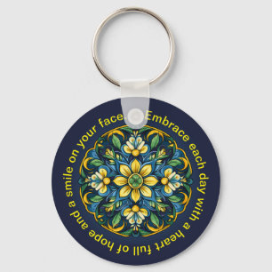 💚💙💛 A Unique Azulejo Elegance: Midnight Garden Key Ring
