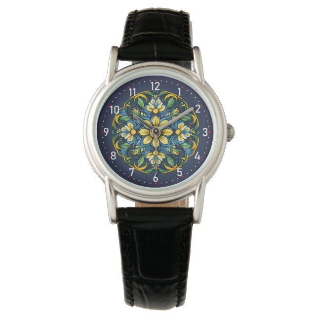 💚💙💛 A Unique Azulejo Elegance: Midnight Garden Watch (Front)