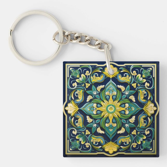 💛💚💙 A Unique Azulejo Masterpiece Key Ring (Front)
