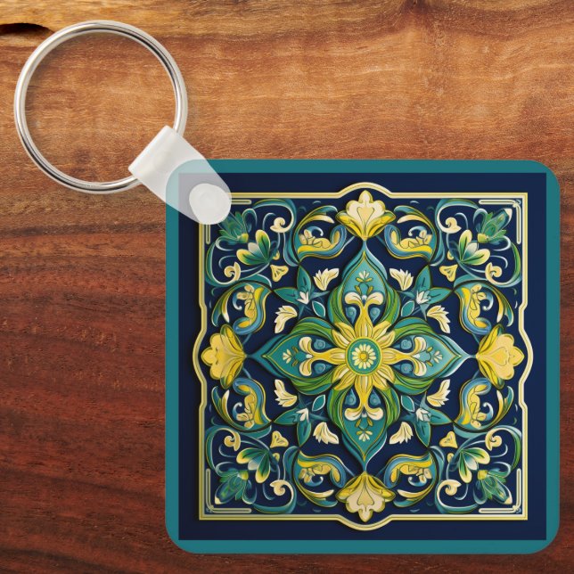 💛💚💙 A Unique Azulejo Masterpiece Key Ring (Front)