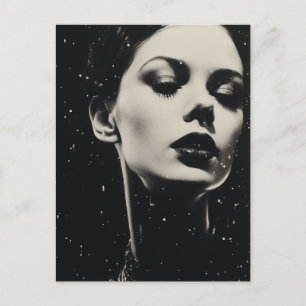 A unique celestial woman in black and white postcard