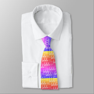 A Unique Colourful Fa la la Modern Script Rainbow  Tie