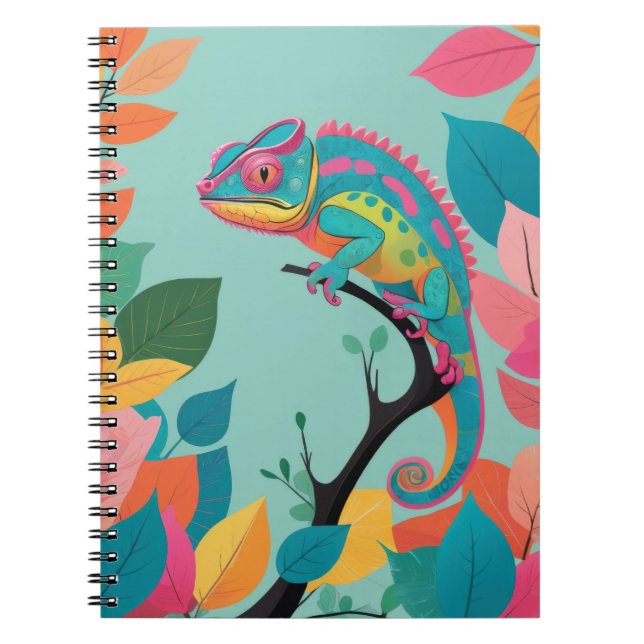 A Unique Notebook Featuring a Vibrant Chameleon  (Front)