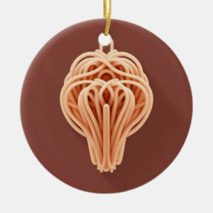 A Unique Pattern of Spaghetti Noodles Ceramic Tree Decoration