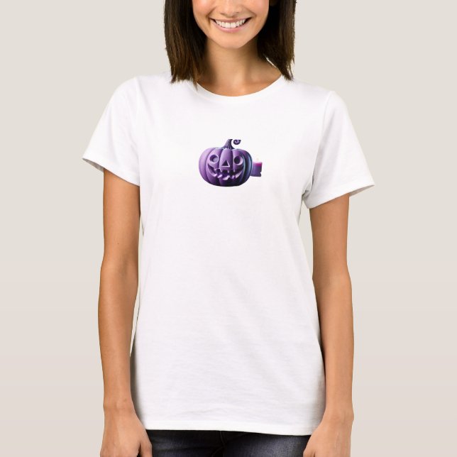 A uniquely original purple pumpkin on white T-Shirt (Front)