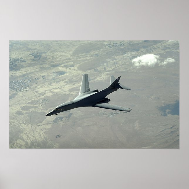 A US Air Force  B-1B Lancer on a combat patrol Poster (Front)