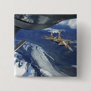 A US Air Force F-15C Eagle positioning itself 15 Cm Square Badge
