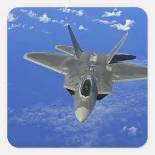 A US Air Force F-22 Raptor in flight near Guam Square Sticker