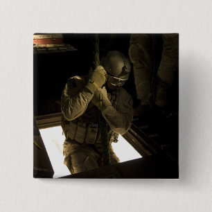 A US Air Force pararescueman begins his descent 15 Cm Square Badge