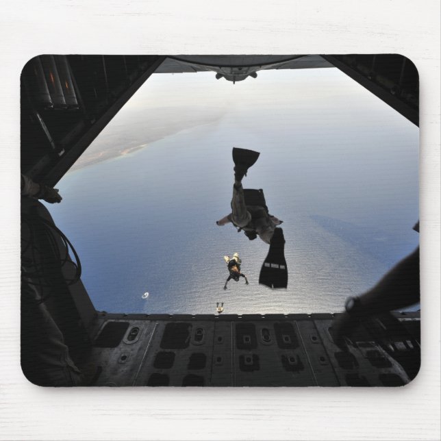 A US Air Force pararescueman jumping out Mouse Mat (Front)