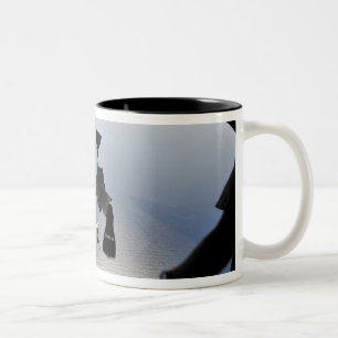 A US Air Force pararescueman jumping out Two-Tone Coffee Mug