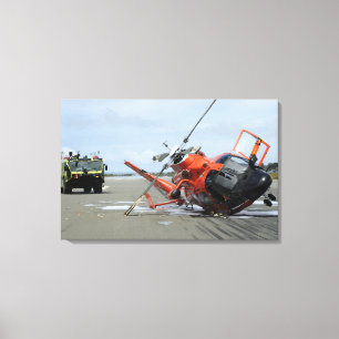 A US Coast Guard MH-65 Dolphin helicopter crash Canvas Print