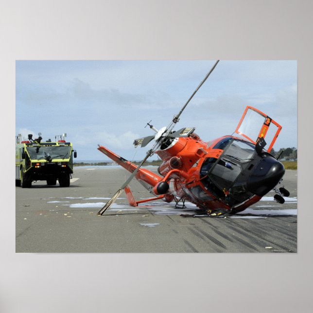 A US Coast Guard MH-65 Dolphin helicopter crash Poster (Front)