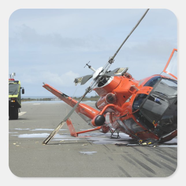 A US Coast Guard MH-65 Dolphin helicopter crash Square Sticker (Front)