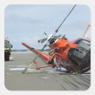 A US Coast Guard MH-65 Dolphin helicopter crash Square Sticker