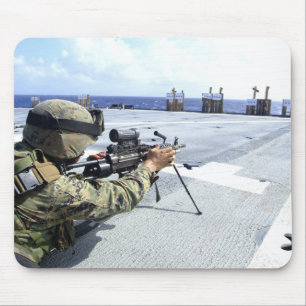 A US Marine adjusting his weapon Mouse Mat