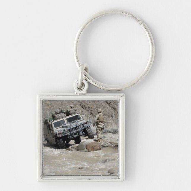 A US Marine guiding the driver of a Humvee Key Ring (Front)
